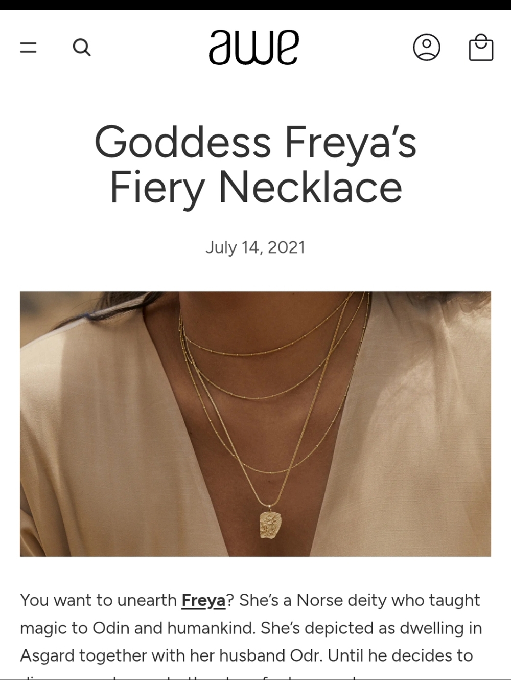 Awe Inspired Freya Necklace, Ancients Collection 2021 - Picture 2 of 7
